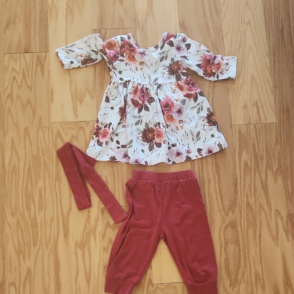 Charming Floral Baby Dress 3 Piece Set 6-9 Months